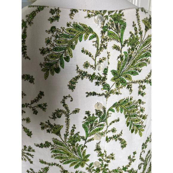 Positive Attitude Linen Blend‎ Sleeveless Top Size 16 Green Paisley Print - Picture 6 of 13